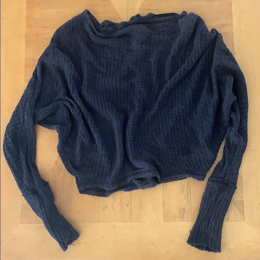 Free People Waffle Crop top long sleeve